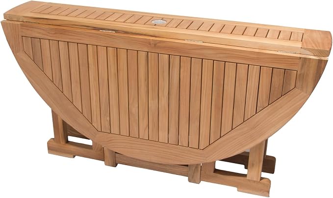 Royal Teak Collection DLT5 Round Drop Leaf Teak Table, 60-Inch