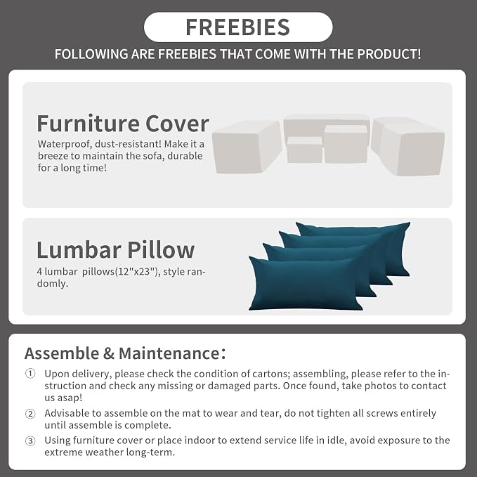 Rattaner Patio Furniture Set with 45In Fire Pit 6 Pieces Outdoor Furniture Sets Patio Couch Outdoor Chairs 60000 BTU Steel Propane Fire Pit Table No-Slip Cushions and Waterproof Covers, Peacock Blue