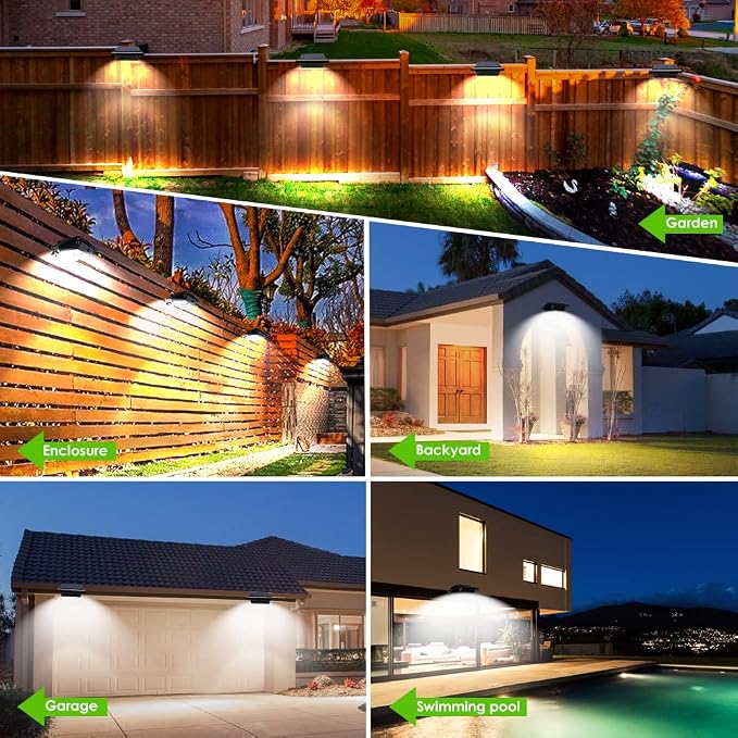 Gutter Lights, 40 LEDs Solar Patio Decor Lights, Deck Lights Outdoor Waterproof Fence Lights for Wall Backyard Porch, Patio, Pool,Step Stairs, Yard, Garden, Pathway (4Pack-Black,Cool White Light)