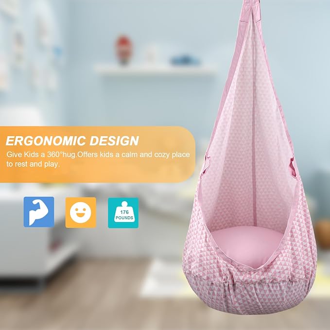 YAERSI Kids Pod Swing Seat, Hammock Chair with PVC Inflatable Cushion,Sensory Swing for Indoor and Outdoor Play Portable