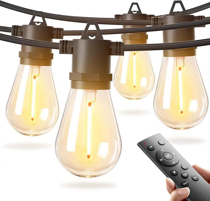 addlon 200FT LED Outdoor String Lights, Waterproof Dimmable Bulbs for Patio | UL Listed, Remote Control. Shatterproof Edison Bulbs, Timer, Linkable, 2700K Warm White. For Backyard, Pergola, 4-Pack*50FT.