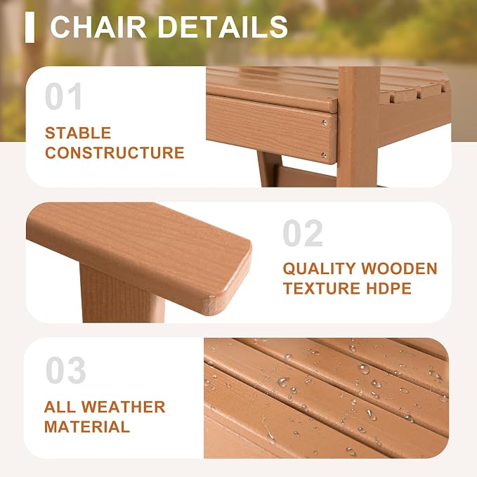 FUNBERRY Outdoor Dining Set, HDPE 7 Piece Dining Table Set with Chairs | 2" Umbrella Hole Table, Wood-Grain, HDPE All Weather, No Rot or Rust or Crack, UV Fade Shield, Easy-Clean for Outside
