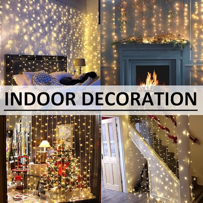 Solhice LED Curtain Lights Outdoor 40ft x10ft, 800 LED Plug in Hanging String Lights Indoor, Twinkle Lights Backdrop for Outside Backyard Patio Wedding Décor, Warm White (Not Connectable)