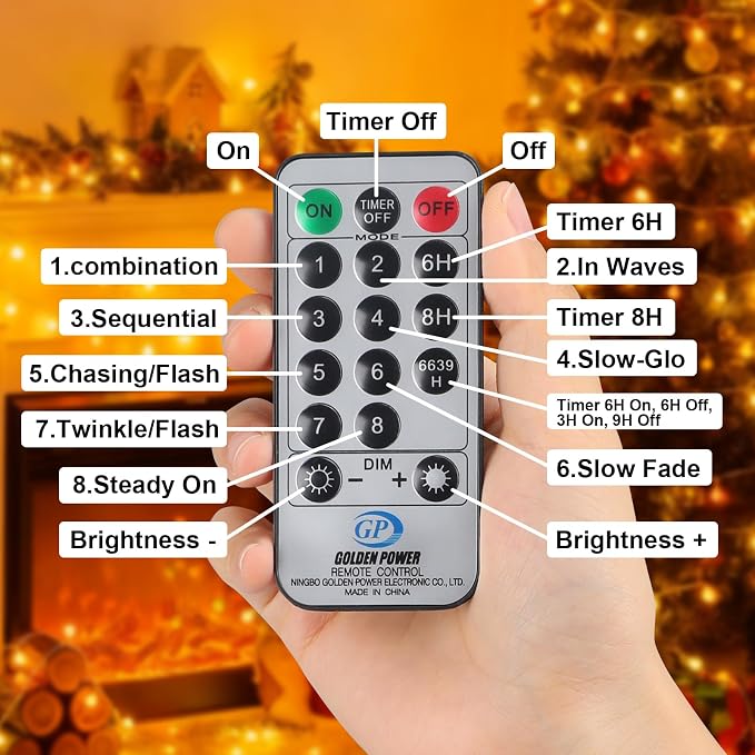 33FT 100LED Christmas Lights Indoor, Globe String Lights for Bedroom 8 Modes with Remote, Outdoor Hanging Fairy Lights for Room Wedding Garden Christmas Tree Party Decor, Warm White