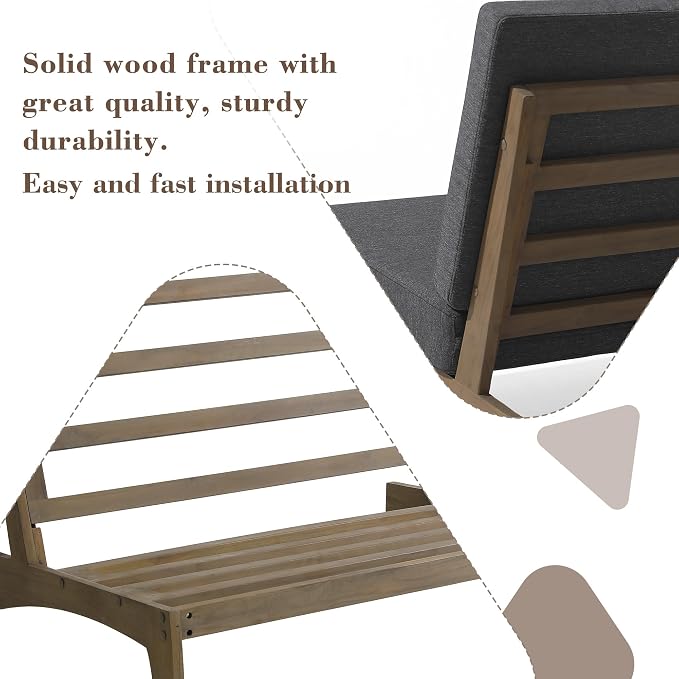 2 Pieces Patio Furniture Sets, All-Weather Outdoor Wood Bistro Set Patio Conversation Chiarsfor Balcony, Backyard