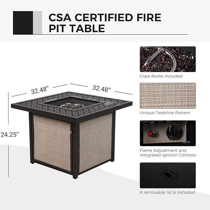LIFE REDEFINED 5 Pieces Outdoor Patio Furniture Set with Fire Pit Table | Outdoor Conversation Set with 4 Swivel Rocking Chairs, Fireplace Patio Set for Garden, Backyard, Lawn