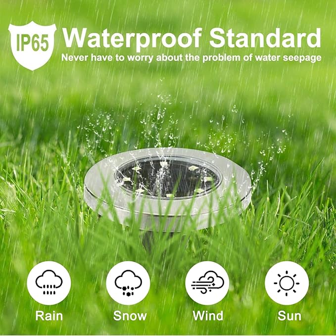 4.6 Inch Diameter Solar Ground Lights, Waterproof Solar Garden Lights, Outdoor Garden Waterproof Bright in-Ground Light, Landscape Lighting for Pathway,Yard,Lawn,Patio,Walkway (12 Pack White Light)