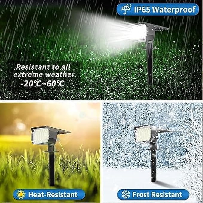 Solar Spot Lights Outdoor Waterproof 6 Pack Landscape Spotlight Cool White | Waterproof IP65, 46 LEDs, 3 Modes Auto On/Off WENATY Solar Powered Flood Lights for Outside Pathway, Yard, Garden, Walkway