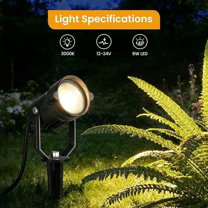 Low Voltage Landscape Lighting Kit, 3000K Spotlights Outdoor 12Pack | All-in-One Landscape Light with 150W Transformer Dusk to Dawn, 100FT Wire, IP66 Waterproof Outdoor Light for Yard Path 12-24V