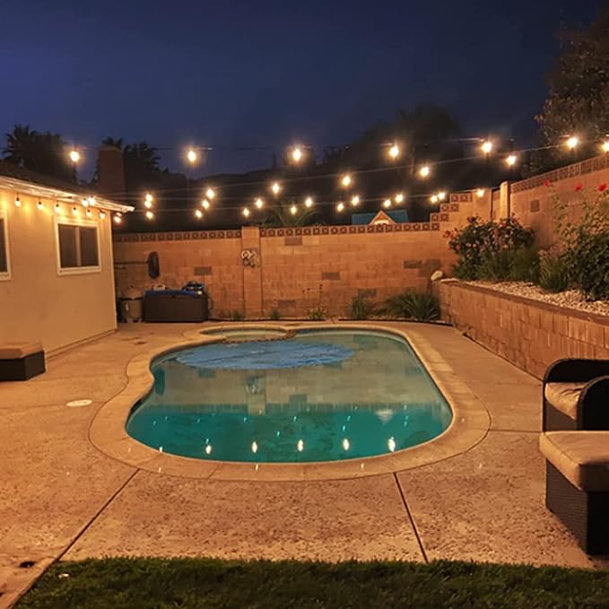 51FT Outdoor Shatterproof LED String Lights, Waterproof 17 Hanging Sockets with 18 x Dimmable LED Bulb Garden Light String, Waterproof Vintage Patio Lights for Wedding Party