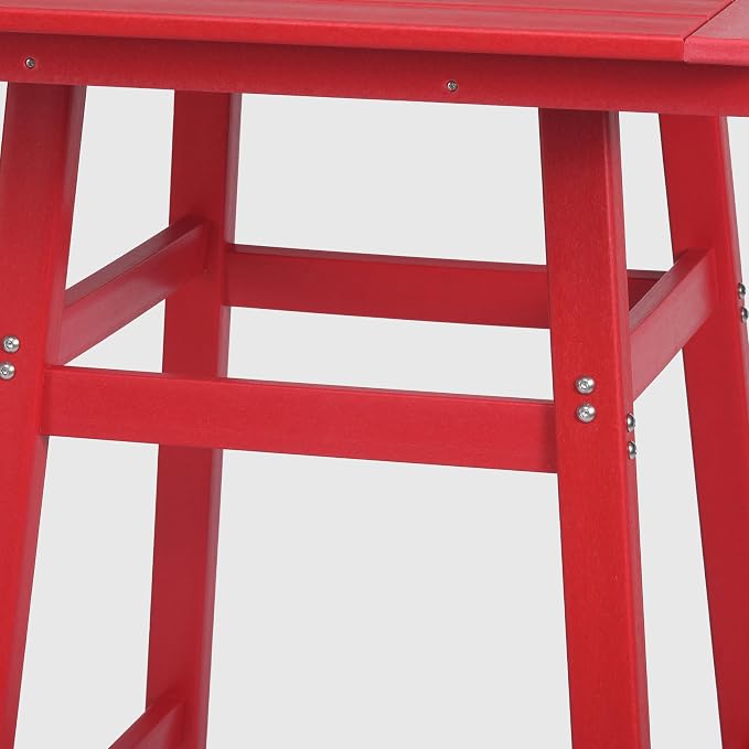 WestinTrends Malibu Square Outdoor Patio Bistro Bar Table with Umbrella Hole 42" Tall, Red
