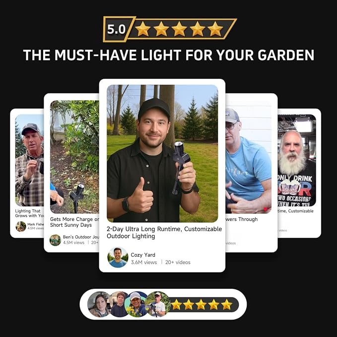 Solar Spot Lights Outdoor, Adjustable Beam Focus Uplights for Trees, Waterproof Separate Panel Bright Spotlight, LED Warm White & Daylight Selectable for House Exterior Flag 2 Pack