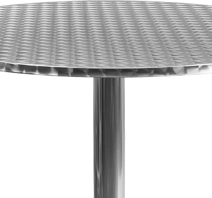 Flash Furniture Mellie Commercial Grade 31.5" Round Aluminum Indoor-Outdoor Table with Base