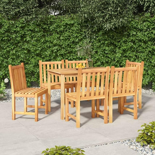 7 Piece Patio Dining Set Solid Wood Teak Waterproof Outdoor Table and Chairs for Garden Backyard Deck Porch Entertaining Relaxing