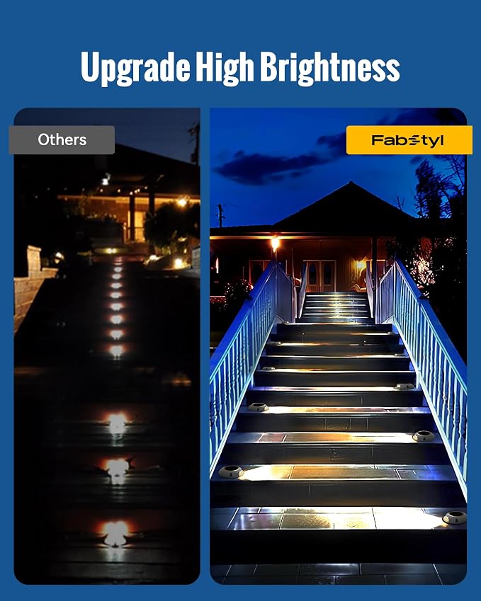 Solar Driveway Lights Outdoor Waterproof, 2 Color Modes Deck Lights | Outdoor Solar Deck Dock Warning Step Lights for Driveway Marker Sidewalk Garden Pathway Yard (4 Pack)