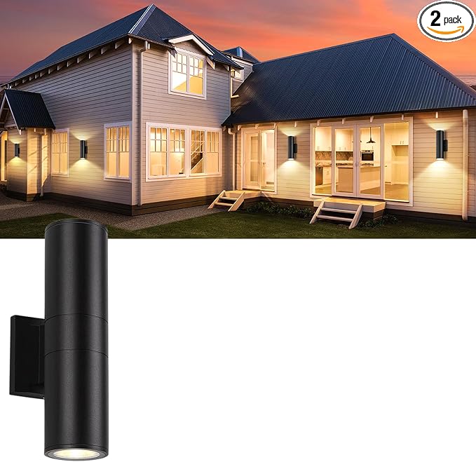 1Pack 14inch LED Square Up & Down Wall Lights,14W Outdoor Wall Light 4000K Day White Aluminum Body Waterproof IP65 LED Exterior Light Fixtures Wall Mount for House Patio Garage Garden.