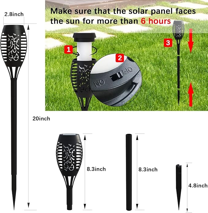 Solar Lights Outdoor, Upgraded 16 Pack Solar Torch Lights Outdoor Flickering Flame for Garden Decor, Waterproof Outdoor Lights Solar Powered, Tiki Torches for Outside Yard Patio Pathway Decor