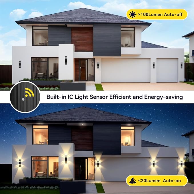 LED Square Up & Down Wall Lights,Outdoor Wall Lights Exterior Light Fixtures Wall Mount, Up Down Porch Lights Outdoor for House Porch Garage, 3000K, Aluminum Body,Waterproof IP65,2 Pack 16"