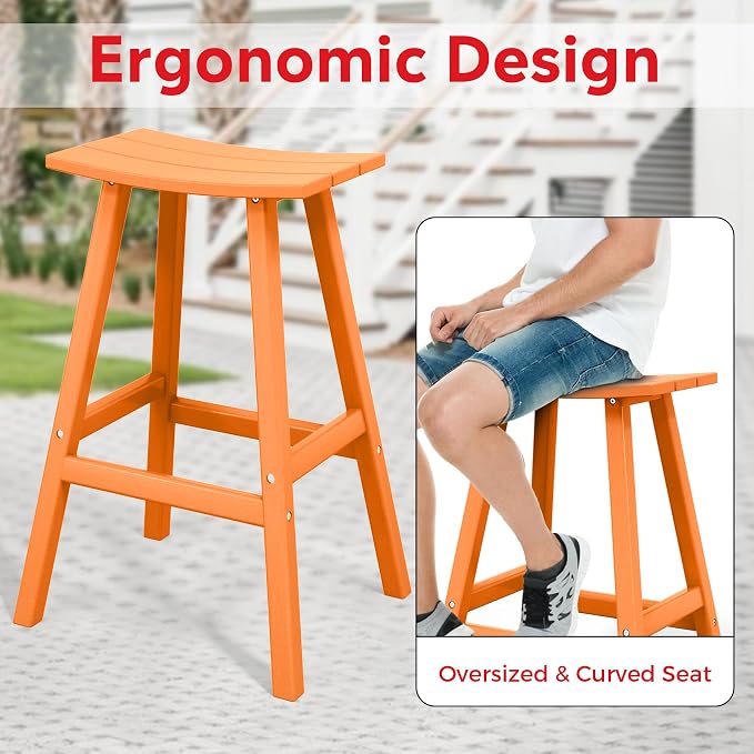 Costaelm Outdoor Bar Table, 42" Counter Height Round Patio Cocktail Bar Table, Patio Bar Table 3-Pieces Set Bistro Dining Table Pub Table for Deck, Backyard, Garden, Orange