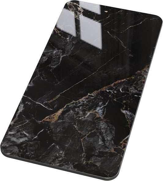 Rectangle Table Top,23.6 ” x 11.8 ” Black Sintered Stone Tabletop, DIY Replacement & Cover Marble Desktop, Scratch & Wear Resistant, Easy to Clean, Suitable for Indoor & Outdoor