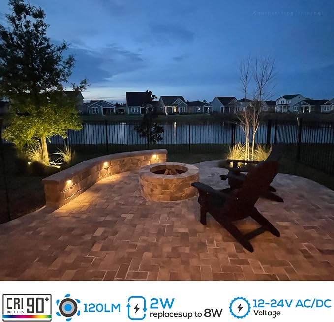LEONLITE 8-Pack 5CCT 4 Inch LED Hardscape Lighting, 2200K-5000K | LED Landscape Lighting, 12-24V AC/DC Paver Light Low Voltage Retaining Wall Lights, 2W Outdoor Step Lights, ETL