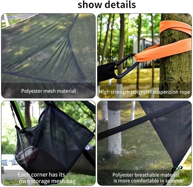 13Ft Extra Large Triangle Hammock, Camping Hammock with 3 Tie Down Straps and Storage Bag, 3 Point Hammocks Portable Max 600 Lbs for 2-3 Adult Kid