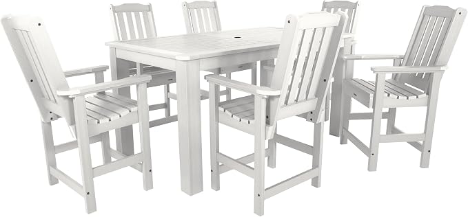Highwood AD-ST7LH2CO4BA-WHE Lehigh 7pc Rectangular Counter Height Dining Set 72" x 42", White