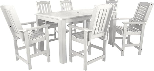 Highwood AD-ST7LH2CO4BA-WHE Lehigh 7pc Rectangular Counter Height Dining Set 72" x 42", White
