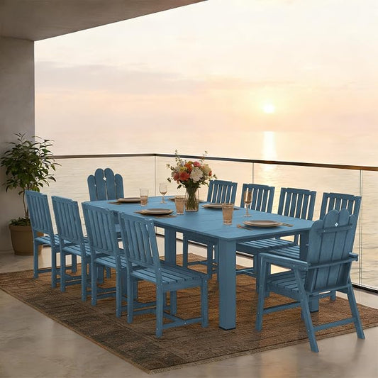 11 Piece Patio Dining Set for 10, Outdoor Table Chairs,Navy | 89.4” table,Spacious 10 person outdoor table and chairs set, HDPE structure, built for entertaining and family events