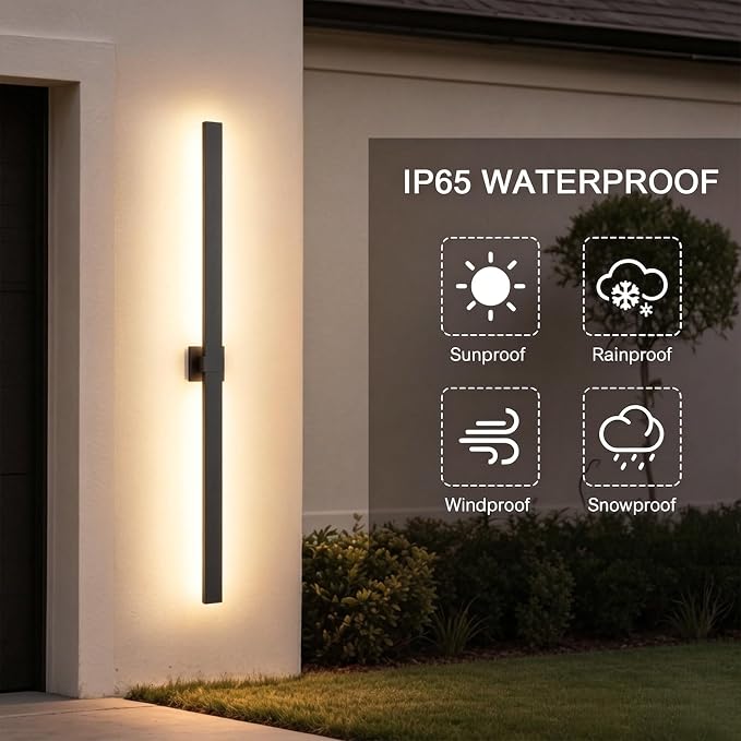 LamQee Aluminum 63 in Long Outdoor Wall Light Fixture, 3000K Integrated LED | Waterproof IP65, Modern Exterior Lights, Linear Outdoor Sconce, Wall Mount Outside Lighting, for House Porch Patio Garage