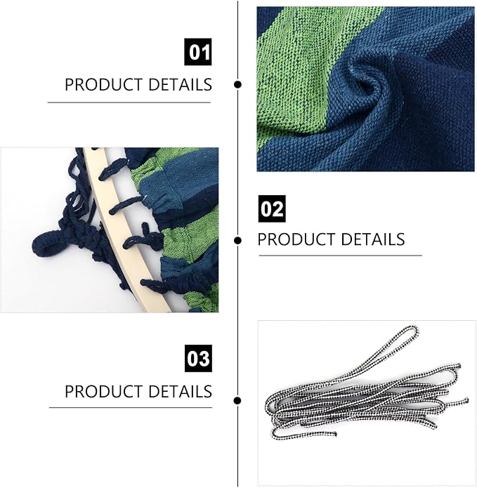 BESPORTBLE Outdoor Travel Hammock Striped Canvas Swing Bed 190x100cm Extra Wide Hanging Hammock for Camping Hiking Backyard Patio Use