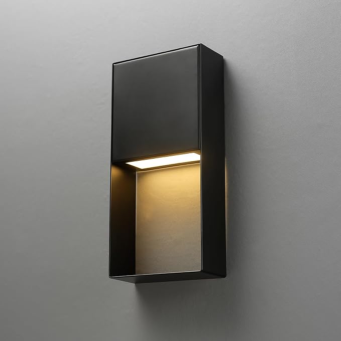Globe Electric 7.5W LED Integrated Matte Black Outdoor Wall Sconce | Matte Black, 7.5W, 400 Lumens, 2700K Warm White, Dimmable, 80 CRI