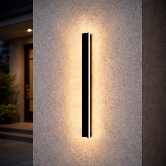 Outdoor Sconce Lights Exterior, 39 Inch Modern Outside Wall Sconce Lights, Black Waterproof Long Wall Warm Lighting Fixture, Anti Rust Led Linear Wall Light for House Porch Patio Garage