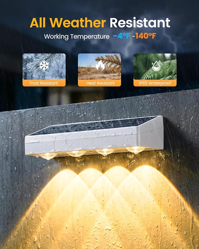 JOFIOS Fence Lights Solar Powered with Remote, 9 Fixed Colors ＆ Color Changing White Fence Lights Waterproof IP65 Dusk-to-Dawn LED Deck Lighting for Patio, Pool, Porch, Backyard, Wall, 12 Pack