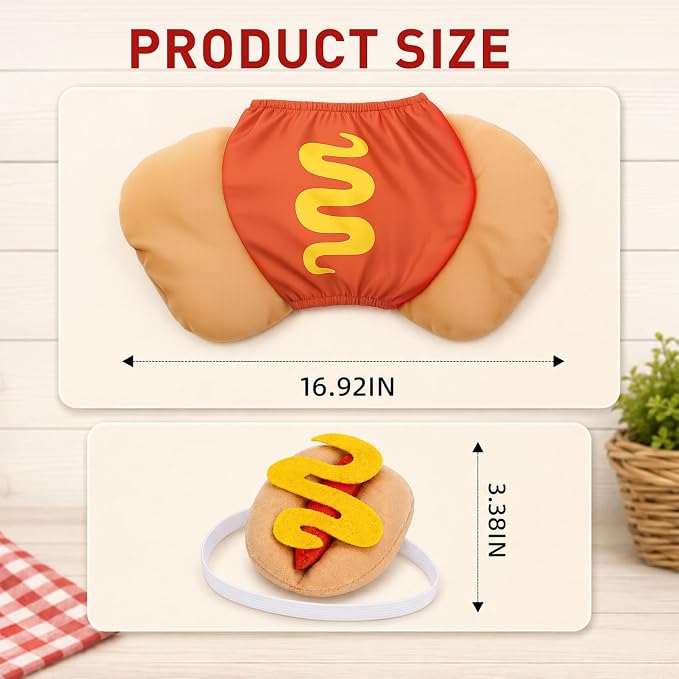 23" Hot Dog Goose Outfit, Goose Clothes for Porch Garden Yard Decor | Funny Hotdog Porch Goose Clothes for Concrete Geese, Weather-Resistant Fabric with Added Cotton Filling