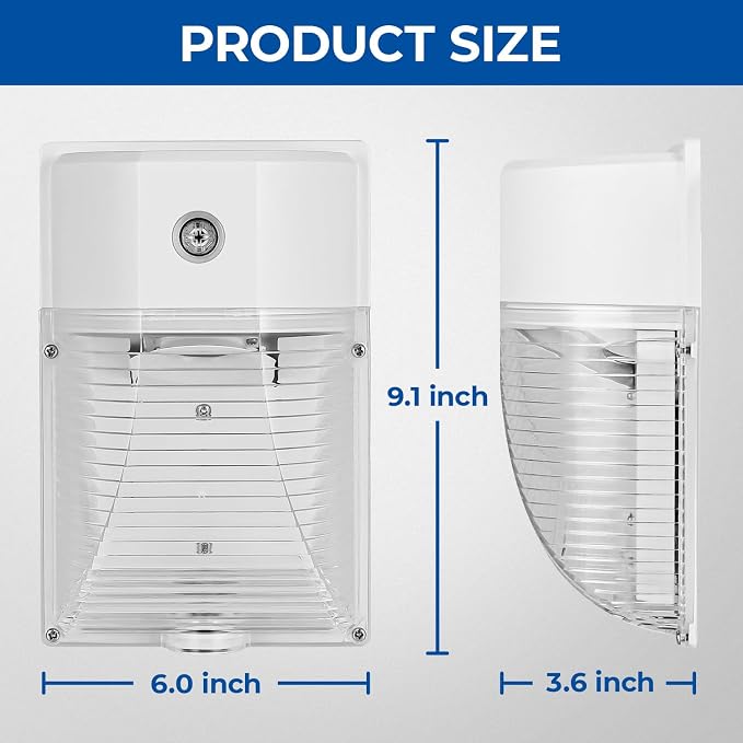 CINOTON 26W LED Wall Pack Light with Dusk to Dawn Sensor 5000k White 2 Pack | 100-277Vac, 3000LM Wall Light, IP65 Waterproof, Outdoor Security Flood Lighting, Hardwired Lights for Garage Warehouse Garden