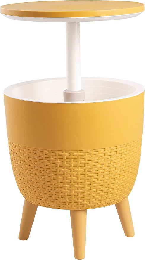 Lagoon Cancún Outdoor Cooler Bar/Cocktail/Coffee 3-in-1 Patio Table (Gold)