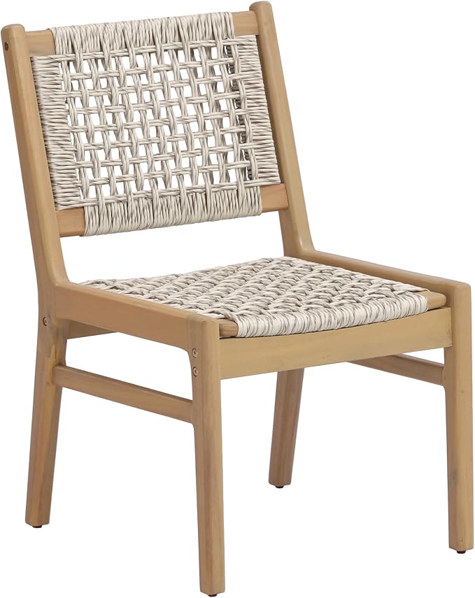 Christopher Knight Home Della Acacia Wood Dining Table Set for 6, 6 Piece Outdoor Dining Set with 70.75" Dinner Table, Bench and Armless Chairs, Patio Furniture Set for Dinner, Light Teak+Light Grey