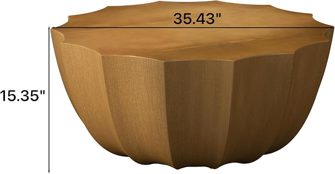 35.43" Round Outdoor Coffee Table, Durable MgO Cement Design – Waterproof for Patio, Garden & Living Room, Stylish & Low-Maintenance (Natural-12-35.43")