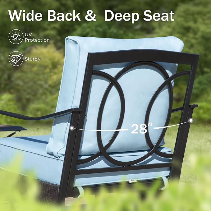 PHI VILLA Swivel Patio Sofa Chairs - 2 PCS Outdoor Swivel Rocker Armchairs, Patio Seating with High Back Deep Seat for Porch Deck Balcony