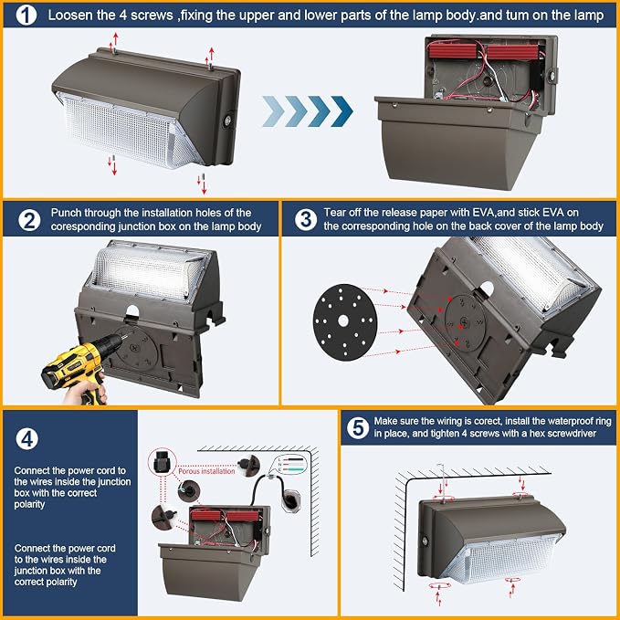 LED Wall Pack Light 18000LM Dusk to Dawn LED Outdoor Flood Security Lights 120W 5000K 100V-277V Commercial and Industrial Building Wall Mount Exterior Lighting for Yard Barn Garage
