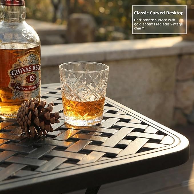 VIVIJASON Cast Aluminum Outdoor Coffee Table, 42 x 21 Inch Rectangular Patio Conversation Table with 2-Tier Storage, Rust-Resistant All-Weather Center Table for Deck, Backyard, Porch, Antique Bronze