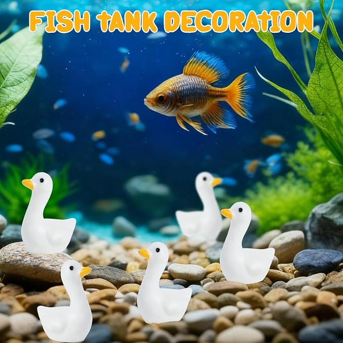 60Pcs Mini Tiny Geese, Resin Goose Figurine | Handcrafted Small Desk Animals Decor, For Porch Cake Toppers, DIY Crafts, Micro Landscape Ornaments, Animals Statues