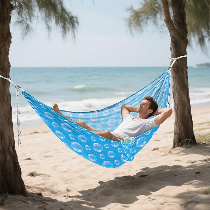 Camping Hammock Outdoor Hammocks for Outside Bubble Blue Beach Trees Portable Lightweight with Pockets Tree Straps Indoor