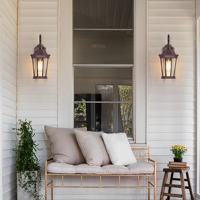 Outdoor Wall Lantern 16'' Brown Aluminum Outdoor Wall Light Fixtures