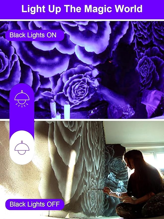 ZUCKEO Blacklight Spotlight Outdoor 15W Halloween Black Light Spot Light with US Plug, IP66 Landscape Black Lights Fixtures for Glow Party Fluorescent Yard Garden House Decorating(6Pack)