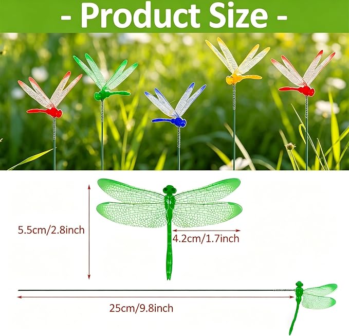 16Pcs Black Dragonfly Clip, DIY Dragon Fly Clips, Fake Dragonfly Garden Outdoor Decor, Plastic Dragon Fly Plant Pot Decorations with Pliers & Clips, Includes Pliers & Clips(Small)