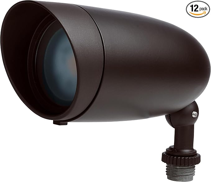 Nuvo 62-1205 Outdoor Landscape Spotlight, Waterproof LED Fixture, Yard Flood Light, 6.25-Inch Bronze, 3000K Warm White, 900 Lumens, 120V, Die-Cast Aluminum (Pack of 12)