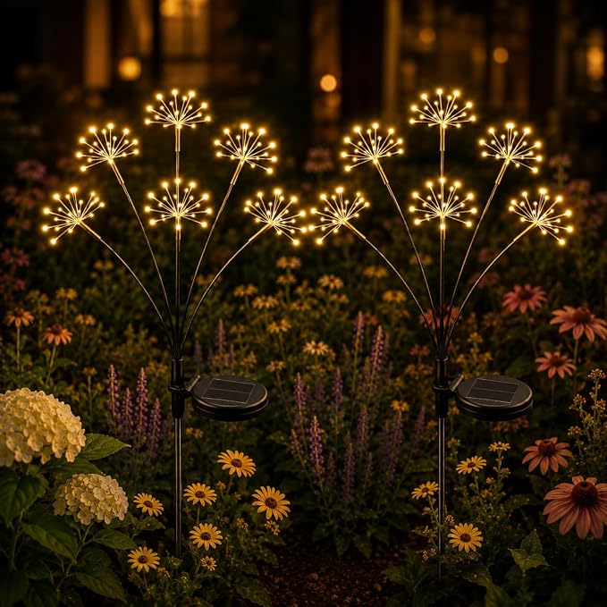 Solar Firework Garden Lights with 8 Modes, IP65 Waterproof Garden Decoration Lights