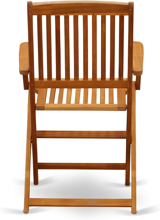 East West Furniture AECM5CANA 5 Piece Outdoor Patio Dining Sets Includes a Rectangle Acacia Wood Table and 4 Folding Arm Chairs, 36x60 Inch, Natural Oil